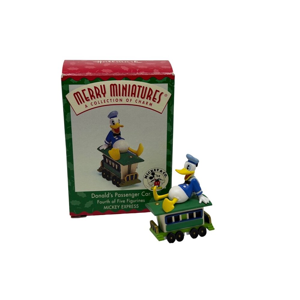 VTG Hallmark Merry Miniatures Donalds Passenger Car Mickey Express Disney Decor‎